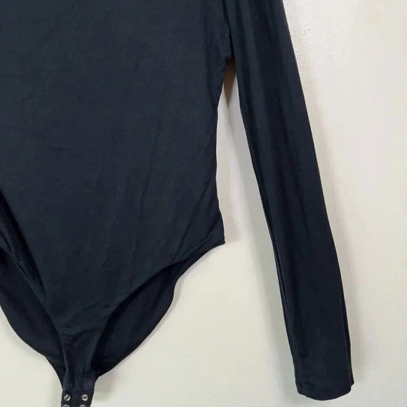 Shaina Mote Womens Size 4 Cowl Neck Black Soft One Shoulder Bodysuit - Picture 5 of 12